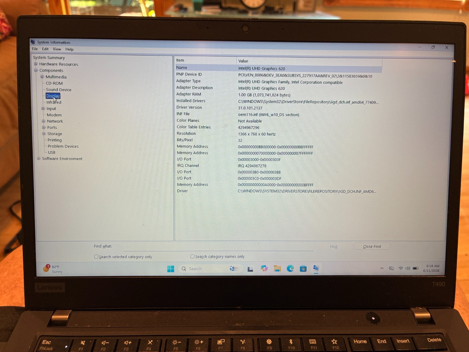 Lenovo ThinkPad T490 i5-8265U 1.6GHz 8GB 256GB NVMe 14″ Win11 Pro