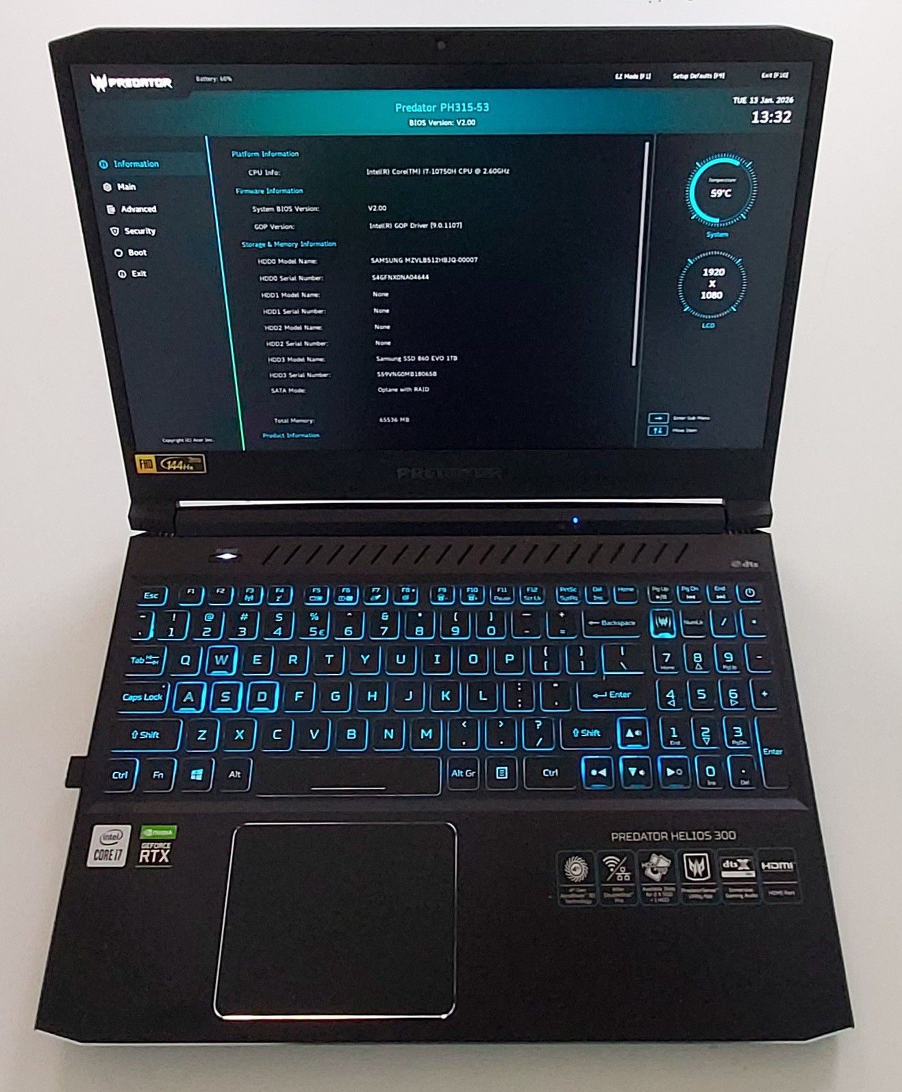 64 GB RAM | i7-10750H | Predator Helios 300 Gaming Laptop – PH315-53-71HN