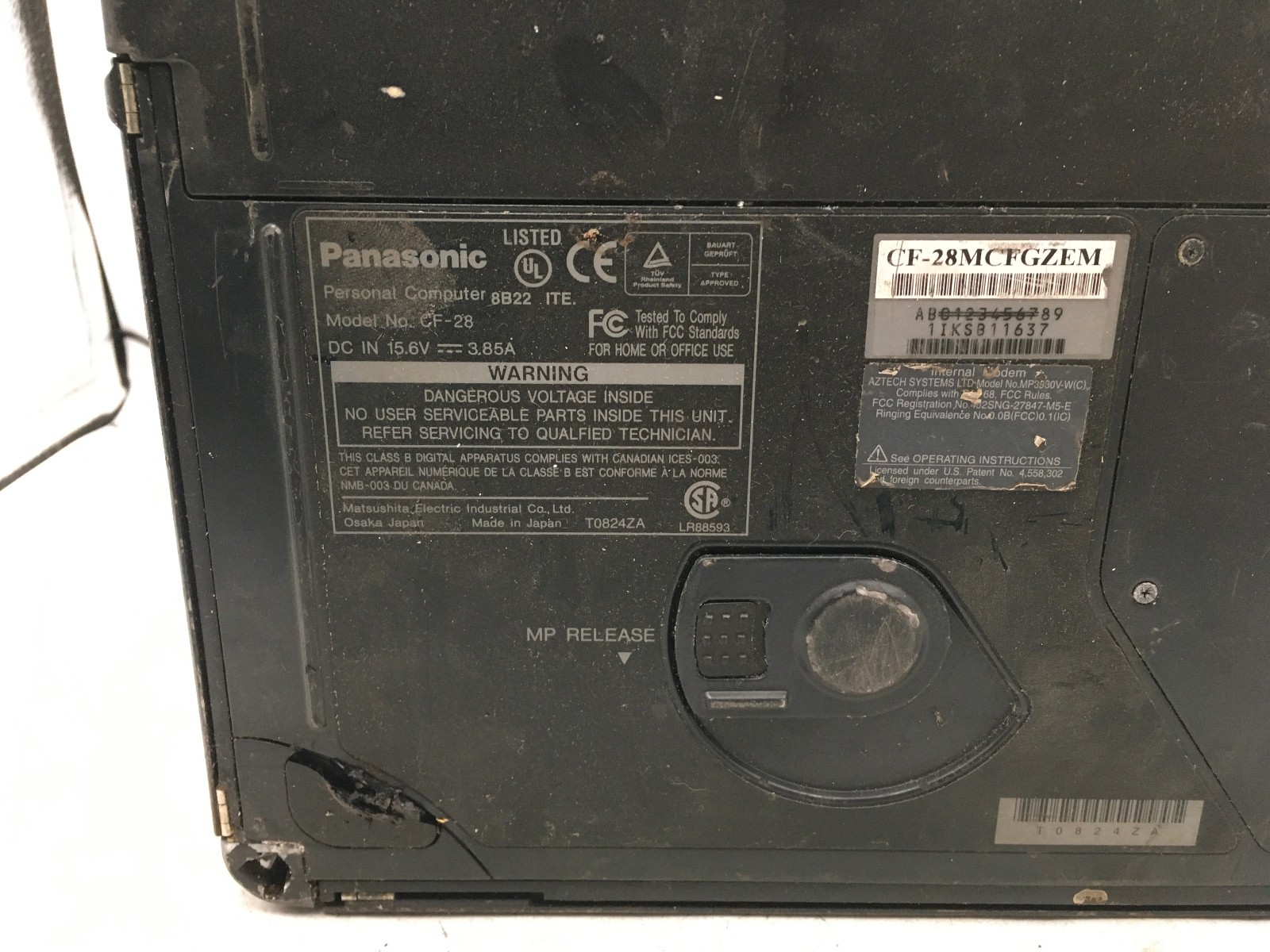 PANASONIC TOUGHBOOK CF-28 – FOR PARTS – Intel Pentium III – 256MB RAM – READ -BB