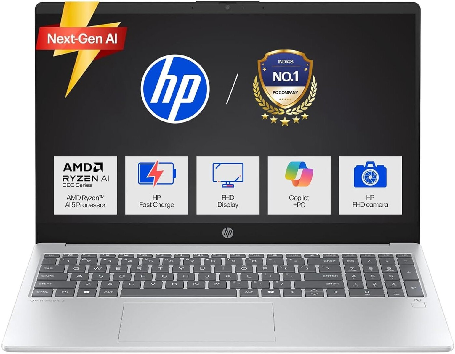 HP Omnibook 3 with Backlit Keyboard AMD Ryzen AI 5 Quad Core