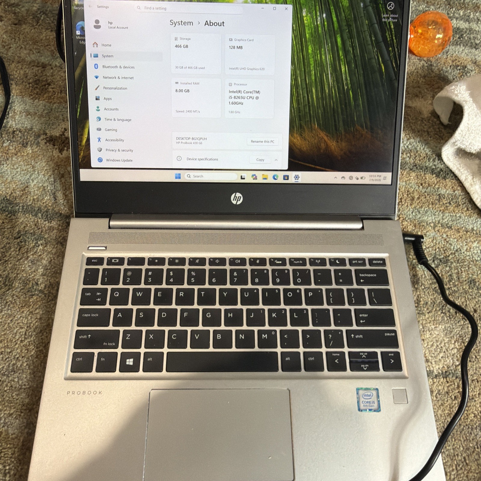 HP ProBook 430 G6 13″ i5-8265U 1.6GHz 8GB RAM 512GB HDD Win 11pro