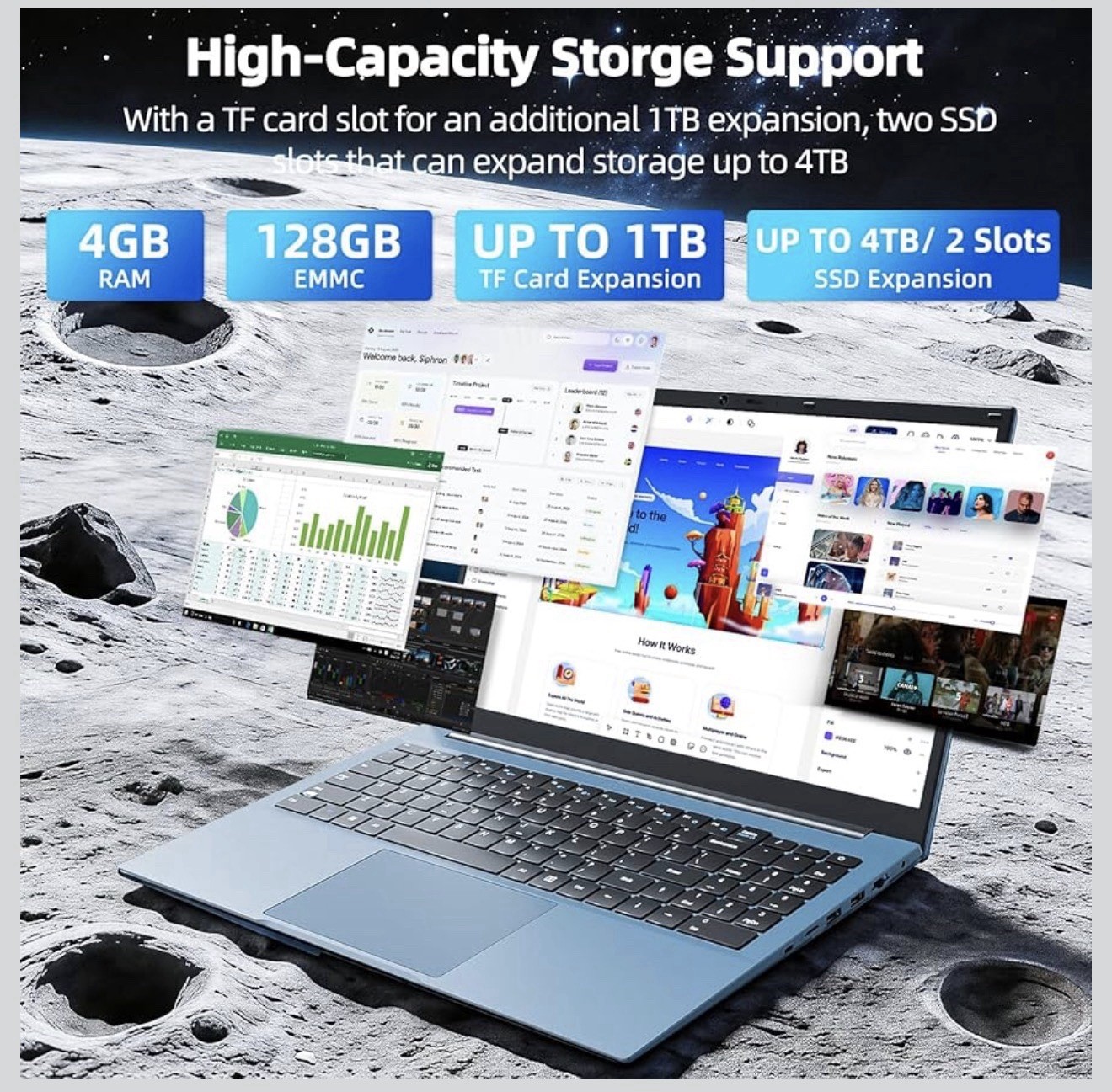 15.6 inch Laptop 16GB+102GB Windows 11 Pro Computers WiFi Bluetooth 1920*1080 LP
