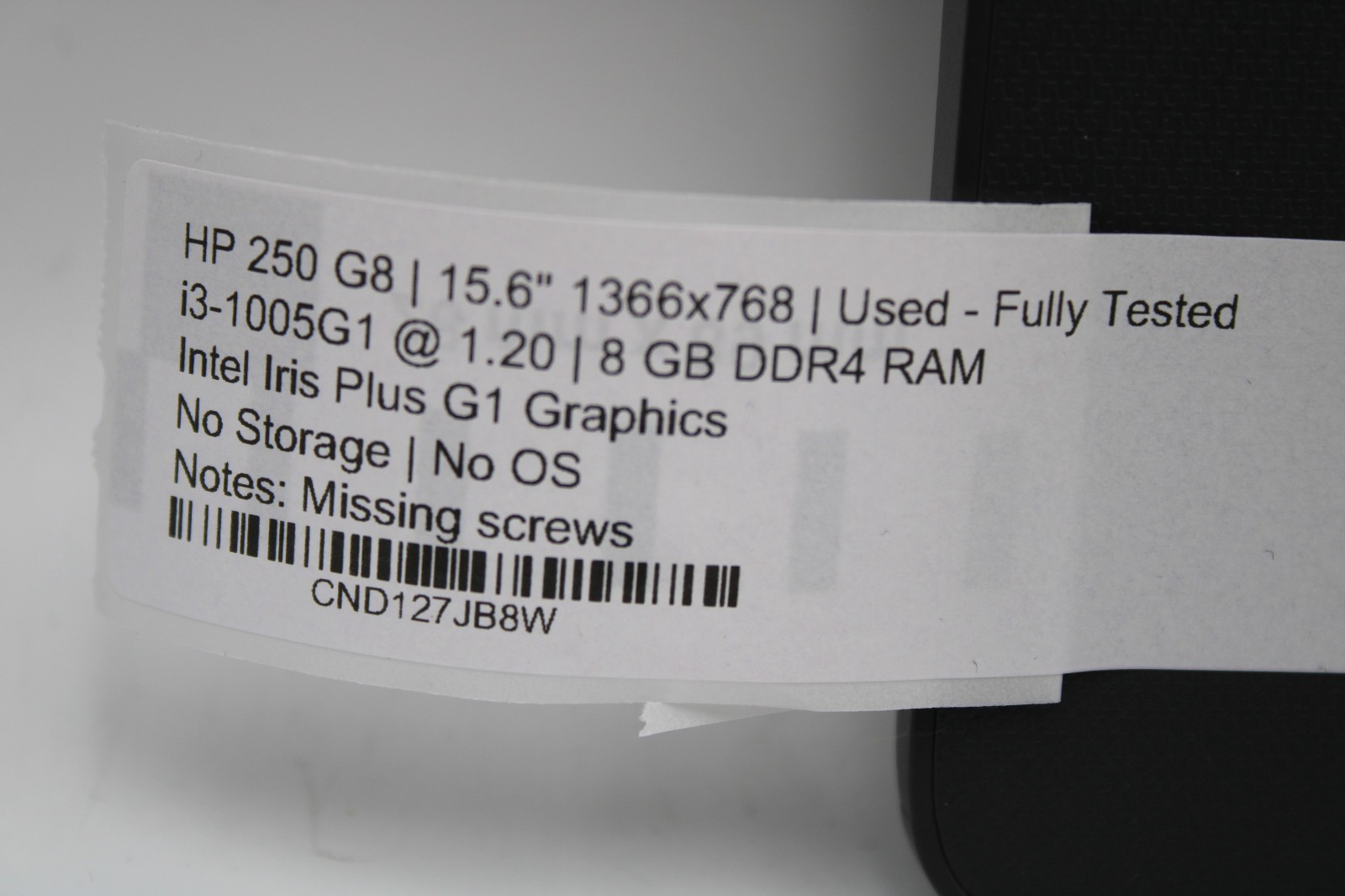HP 250 G8 i3-1005G1 @ 1.2 GHz 8GB RAM No SSD No OS
