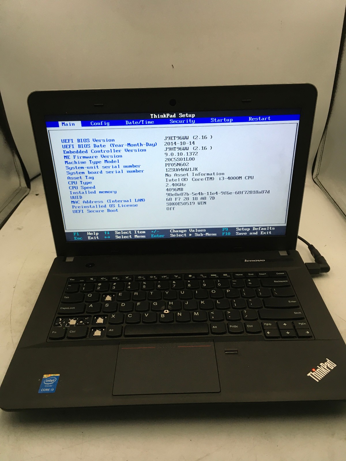 LENOVO THINKPAD E440 – BOOTS TO BIOS/LOCKED – INTEL I3 4000M – 4GB RAM – READ-BB
