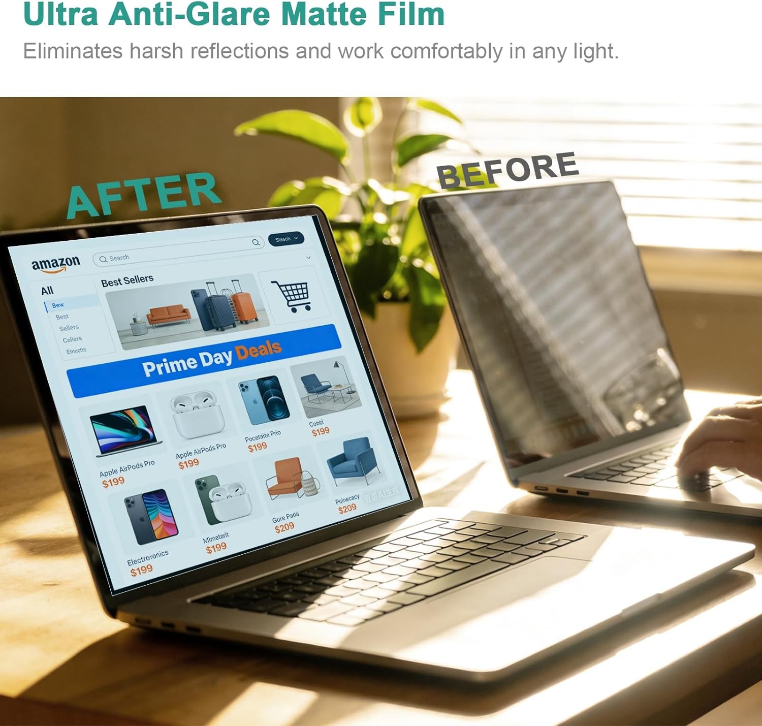 15.6 Inch 16:9 Anti Blue Light Screen Protector, Matte Anti Glare Film UV Blocki