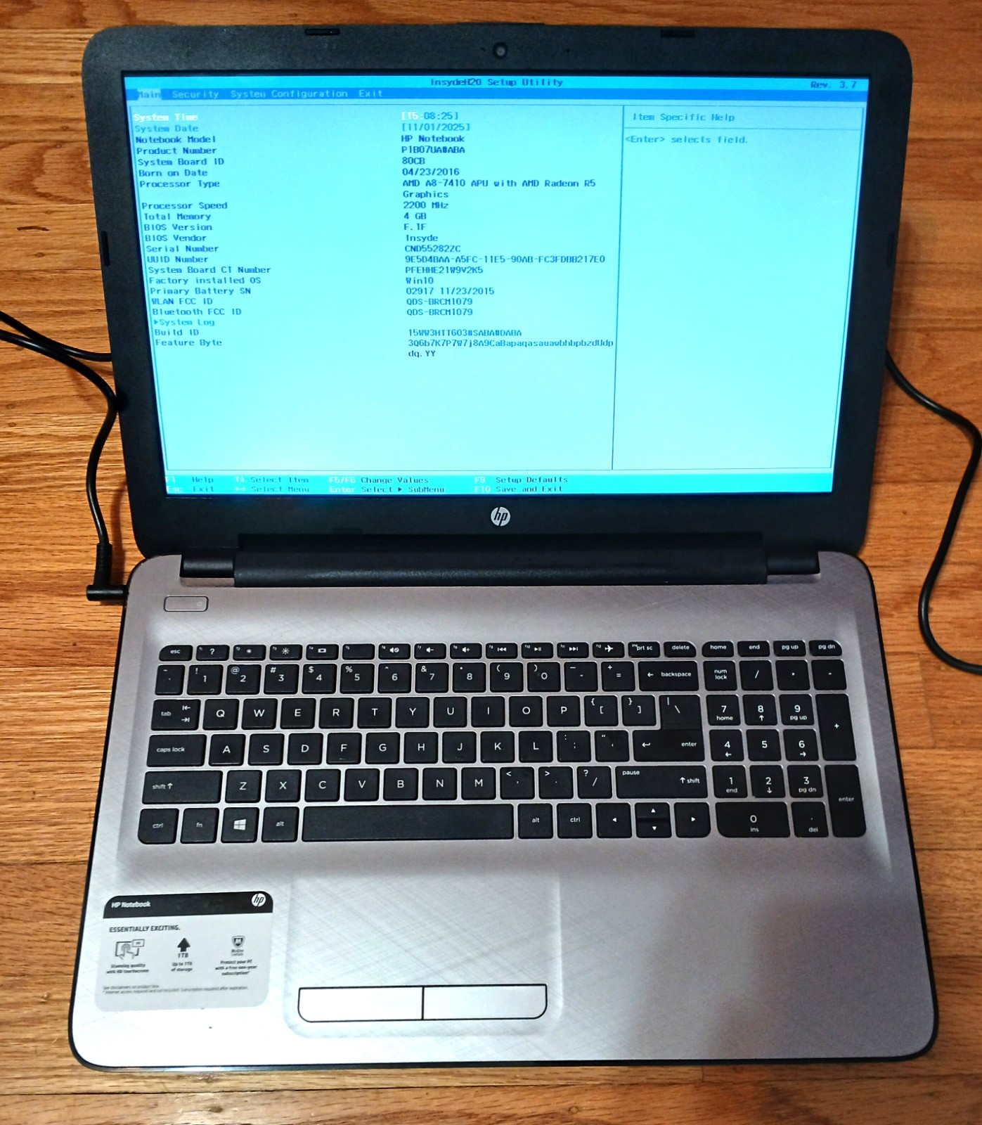 HP 15-AF123CL AMD A8-7410 2.2GHZ 4GB RAM 15″ LCD AC Adapter