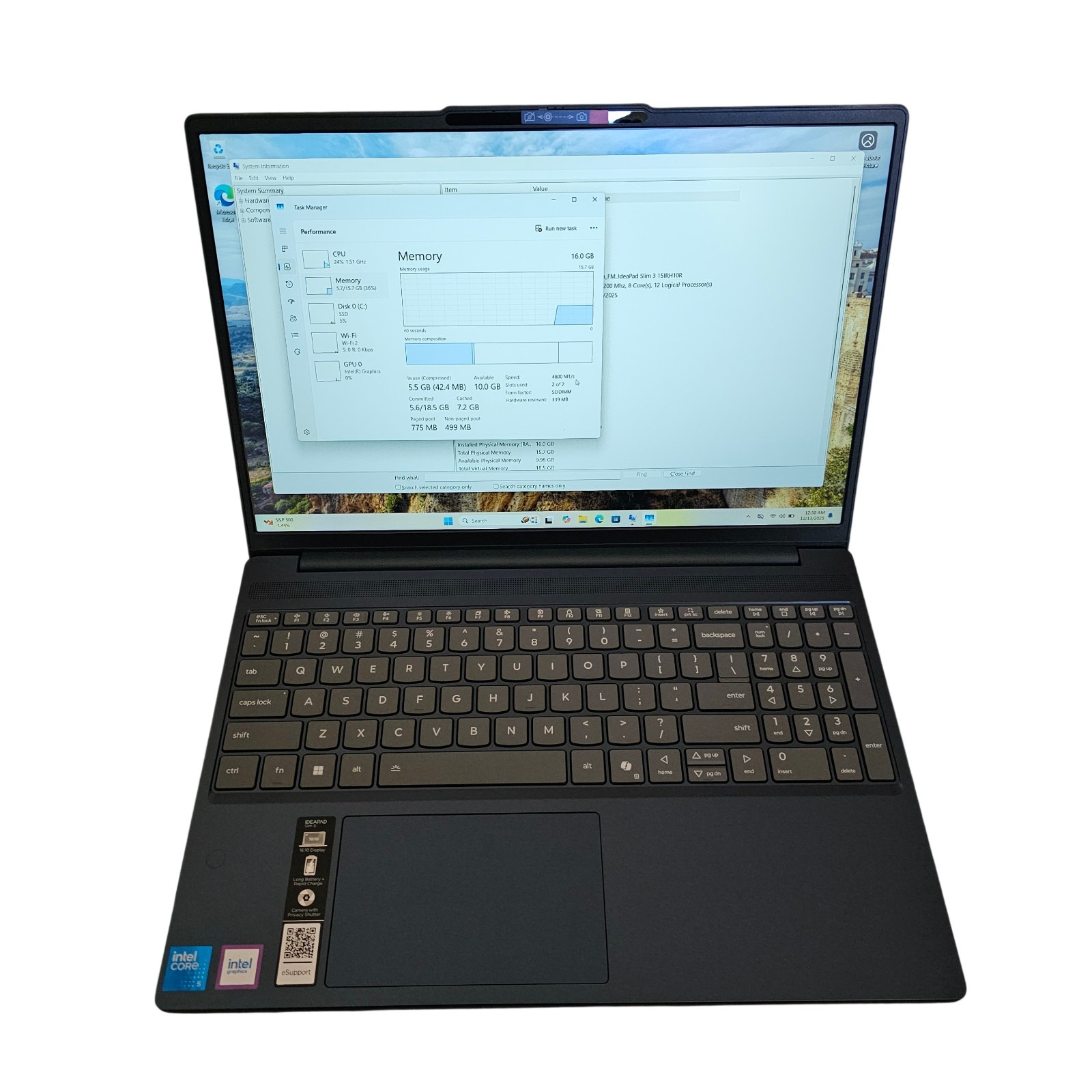 Lenovo Slim 3 15IRH10R Intel Core 5 210H – 16 GB RAM – 1 TB SSD – Excellent