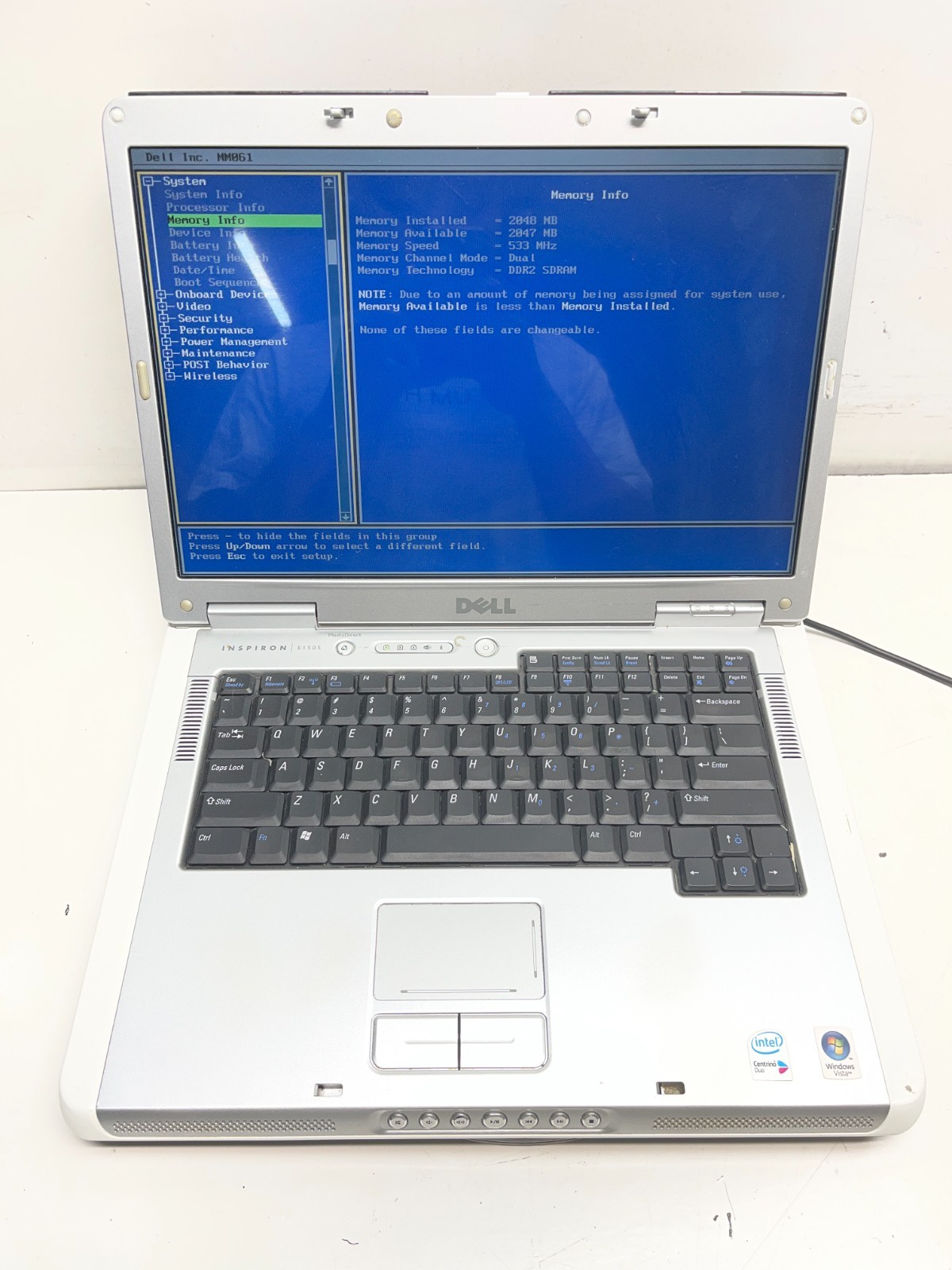 Dell Inspiron E1505 Intel Core Duo 1.73GHz 2GB NO HDD