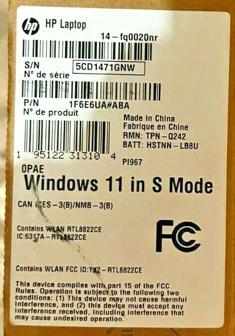HP 14 Series 14″ Laptop AMD 3020e 4GB RAM 64GB eMMc Jet Black