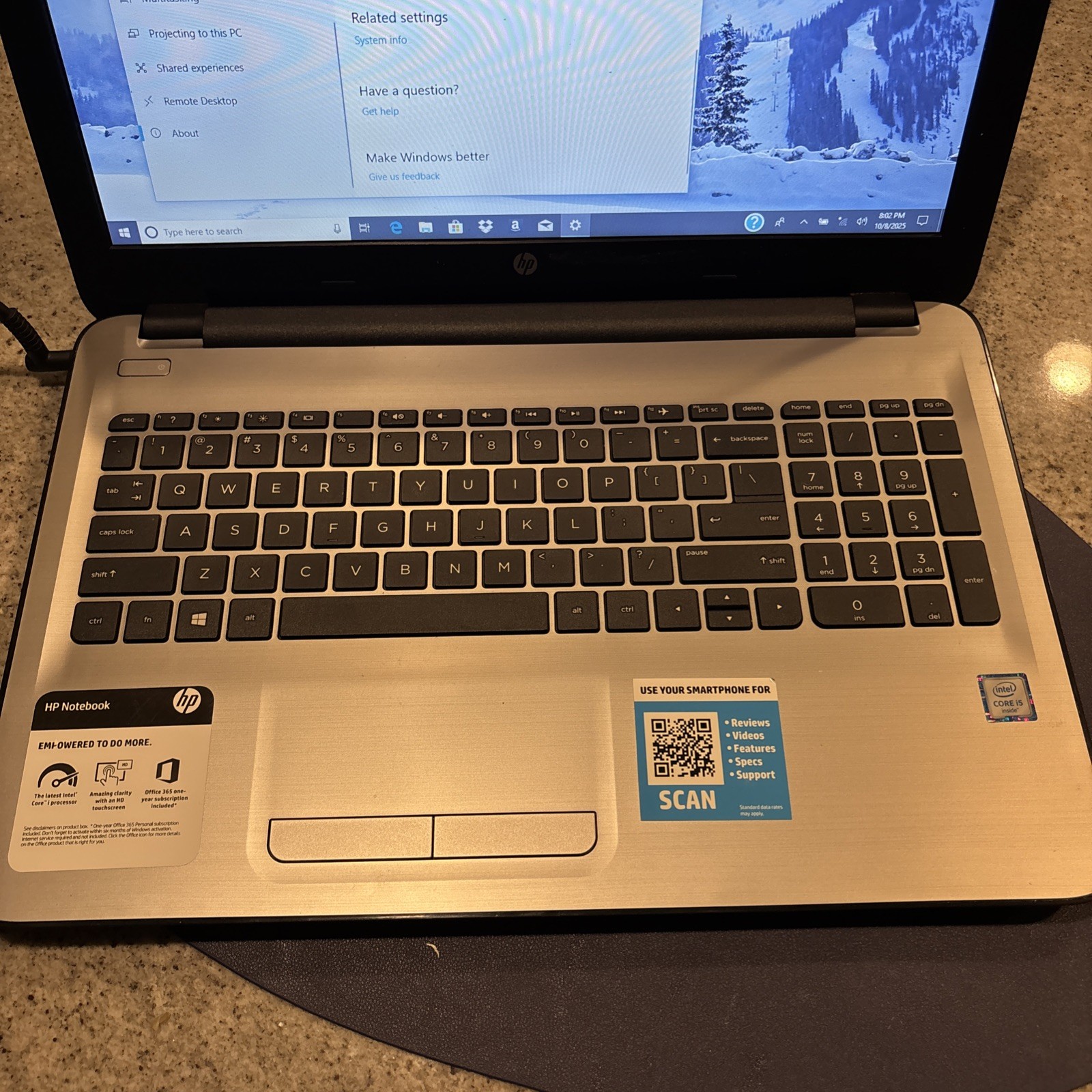 HP notebook Intel Core i5 Inside Laptop Windows 10 Touchscreen Damage