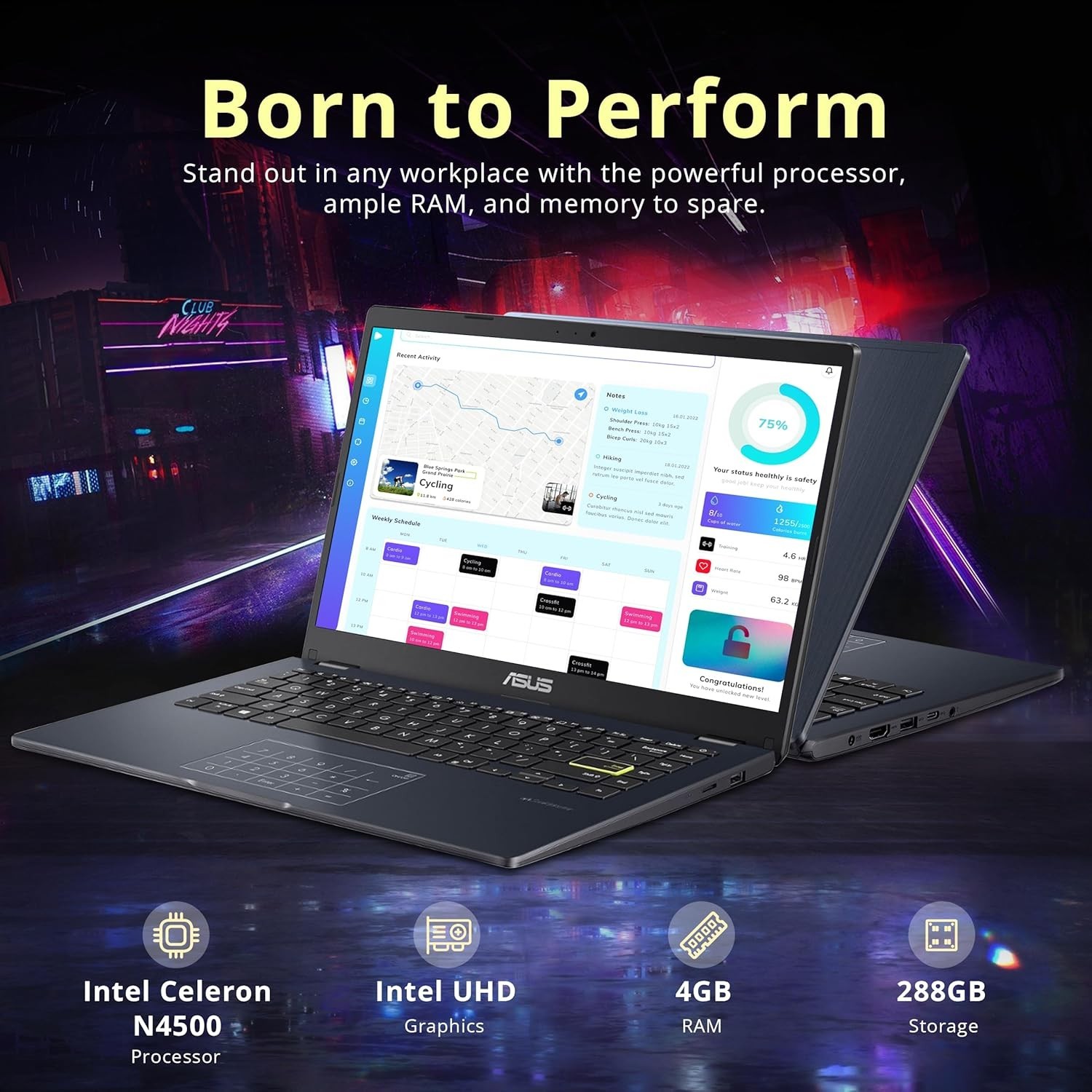 Versatile 14″ FHD Laptop with Intel Celeron, 4GB RAM, & Docking Station Set
