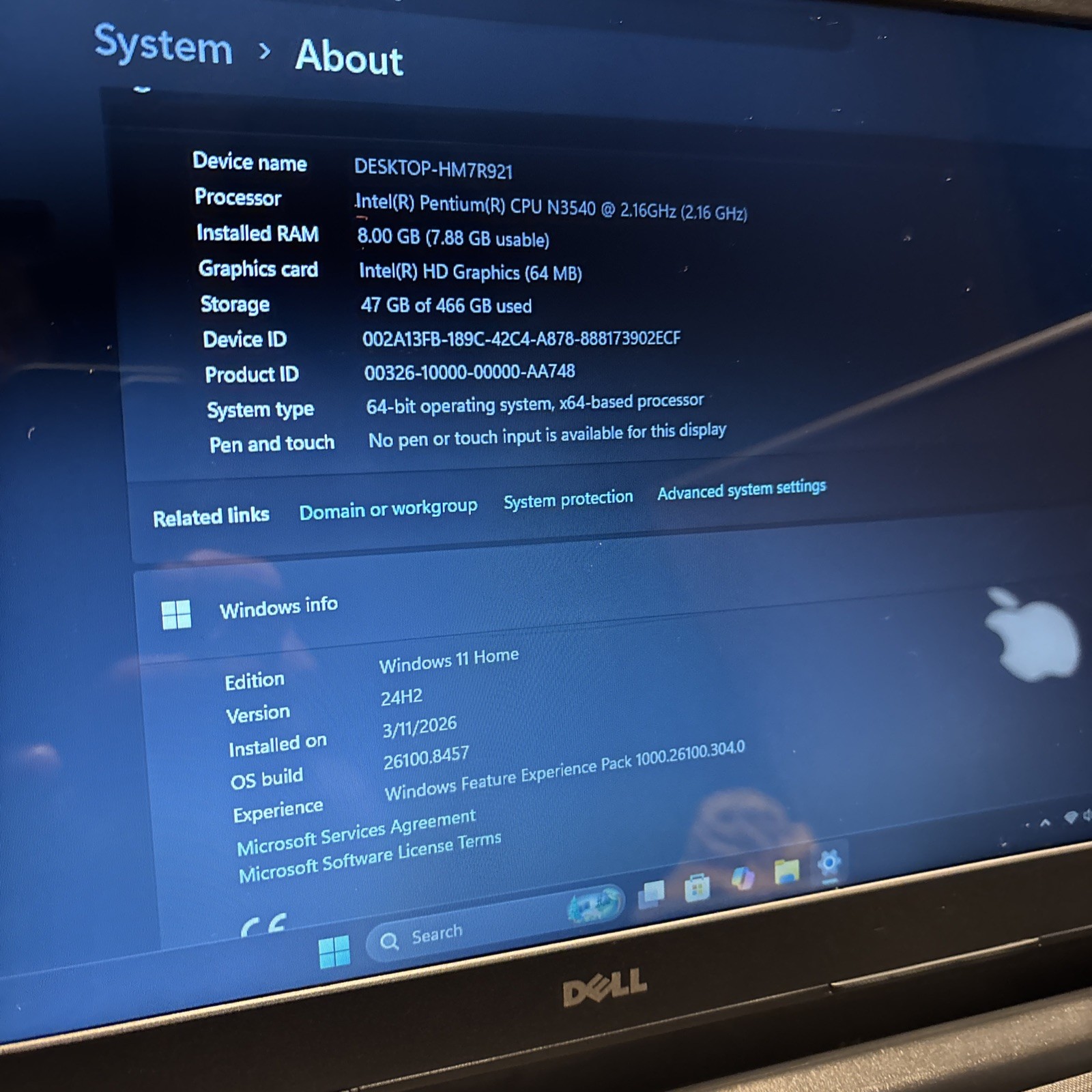 Dell Inspiron 3551 Intel Pentium N3540 2.16GHz 8 GB 500 GB HHD + charger