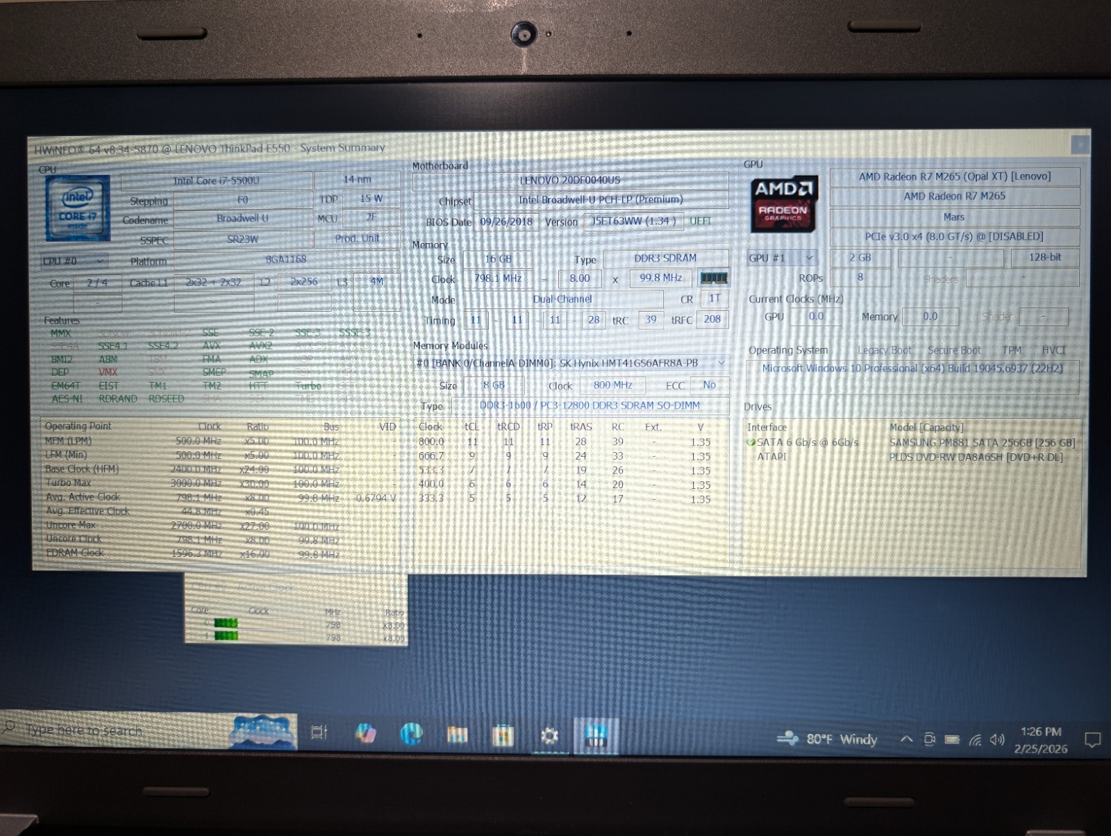 Lenovo ThinkPad E550 | i7 5th 16GB RAM 256GB SSD | AMD DVD-RW FHD Win 10 Pro
