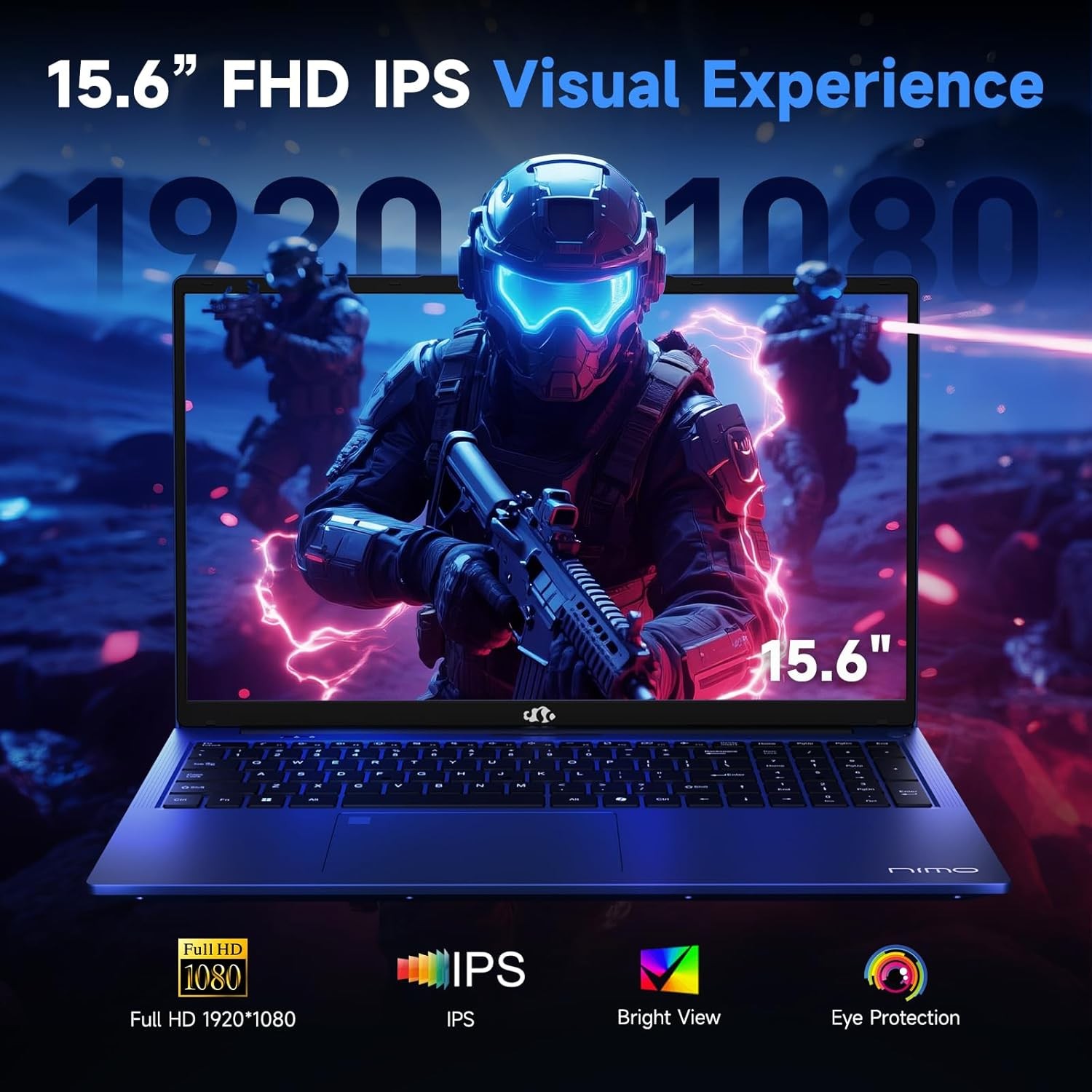 NIMO 15.6 Gaming Laptop AMD 8 Cores Ryzen 7 7735HS 4.75GHz 16GB DDR5 RAM 1TB SSD