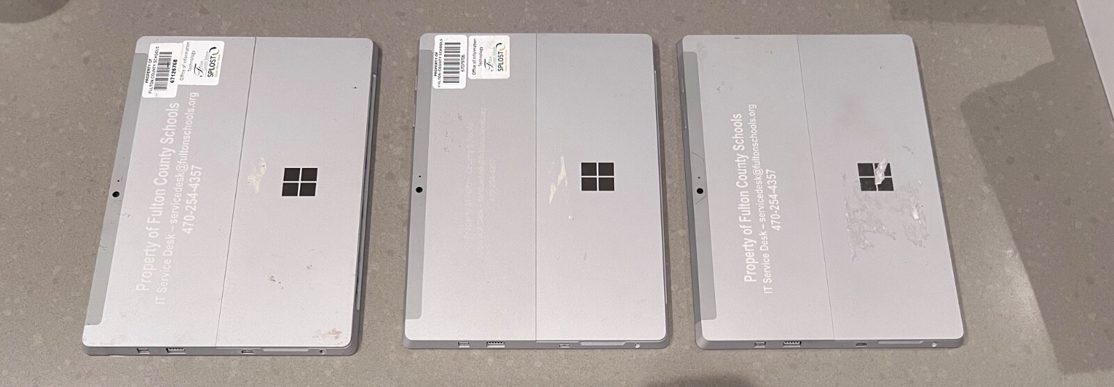 Lot of 3 As-is Microsoft Surface 3 1645 12″ Tablet 1.6GHz 64GB Windows