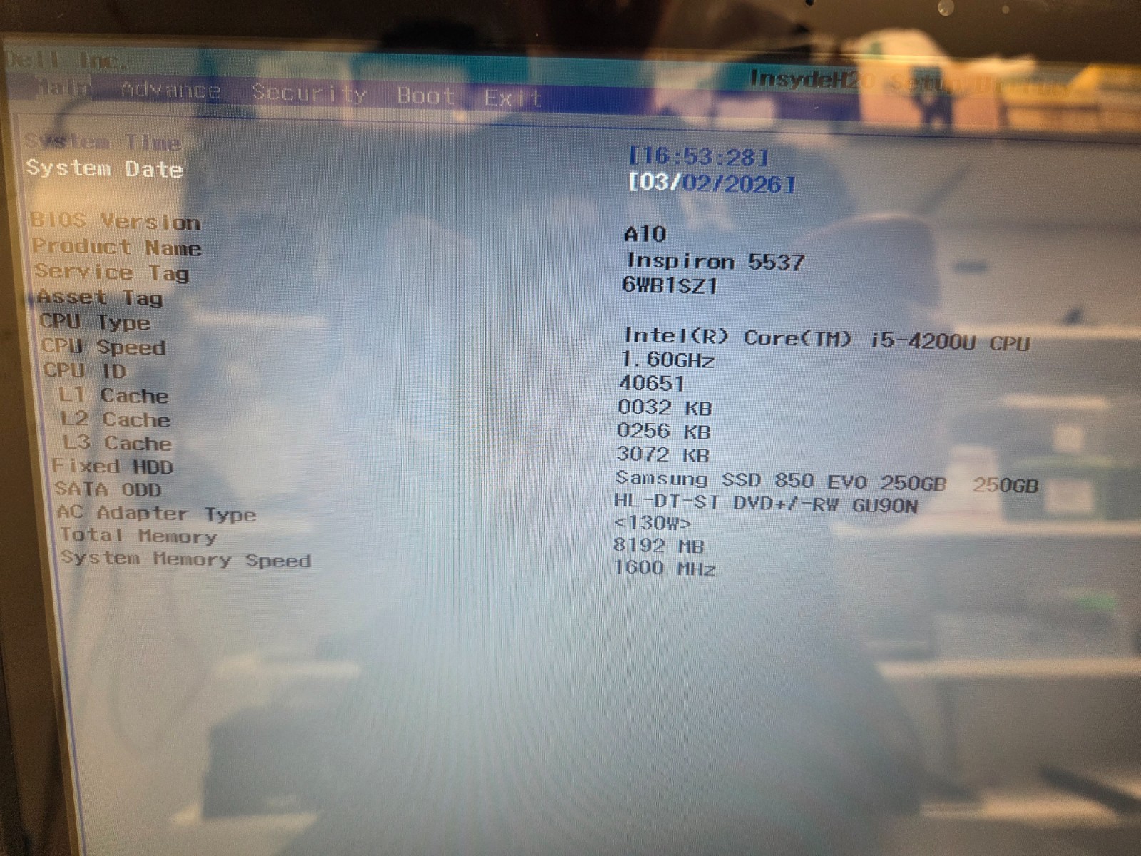 DELL INSPIRON 5537 I5-4200U 1.60GHZ 8 RAM 256 SSD | NO OS