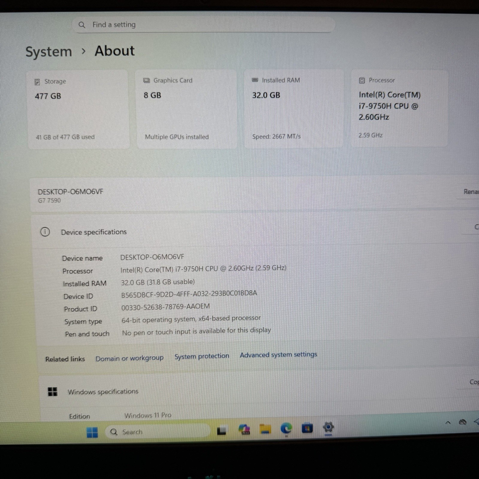 Dell G7 7590 Gaming Laptop FHD i7-9750H – 32GB RAM 512GB SSD GTX 2080 Max-Q GPU